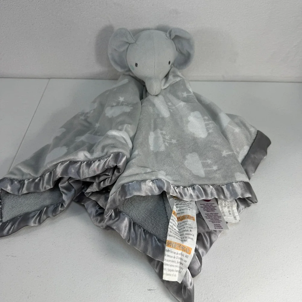 Parent's Choice XL‎ 24x24 Lovey Security Blanket Elephant Cloud Star Satin Trim